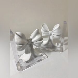 Clear and White Coquette Bow Bookends